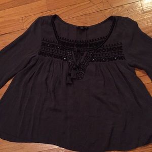 American Eagle Outfitters boho charcoal/black top